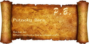Putnoky Bere névjegykártya